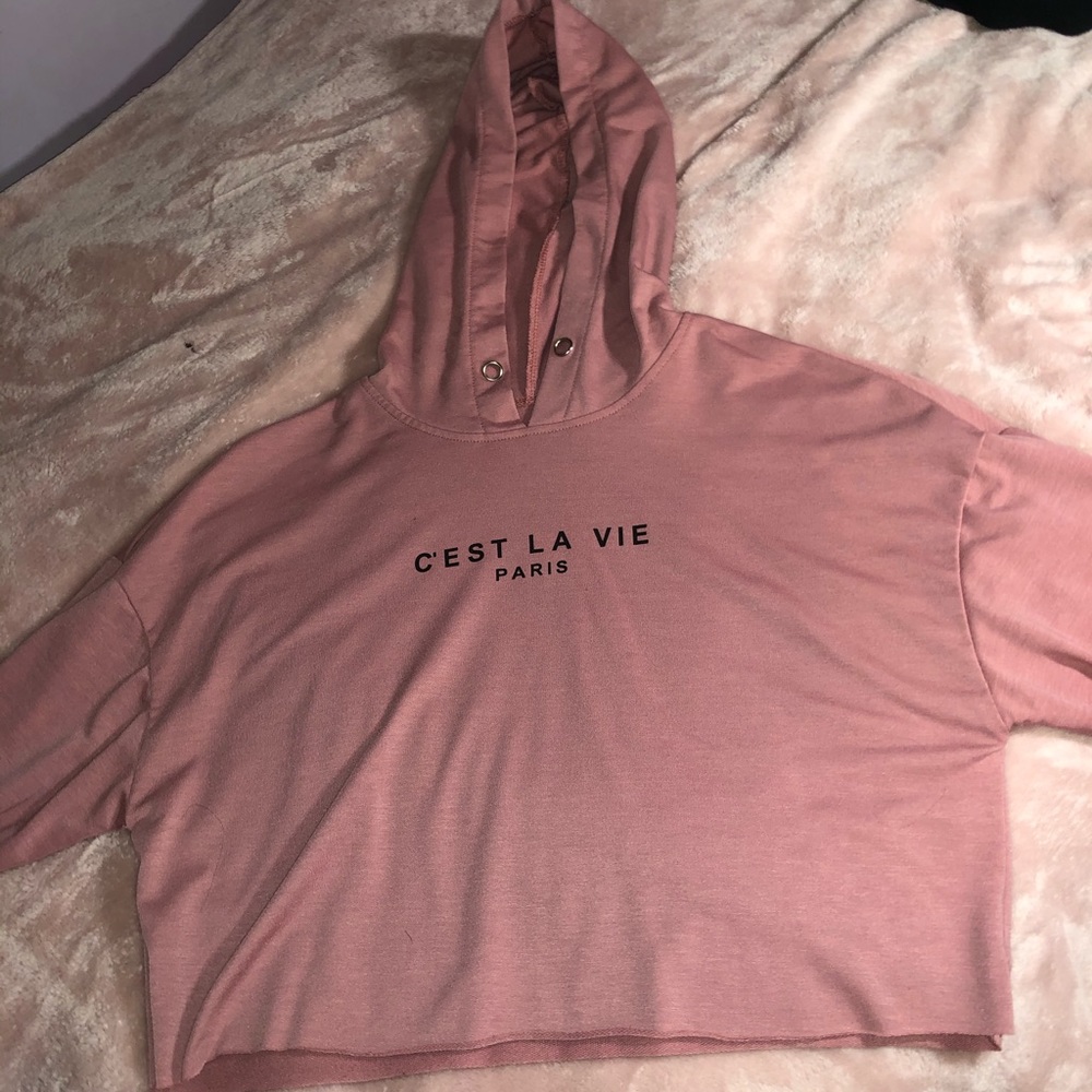 C’est La Vie cropped hoodie